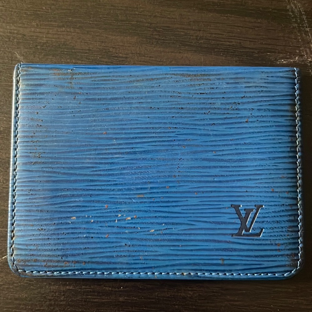 Blue LV Epi card holder